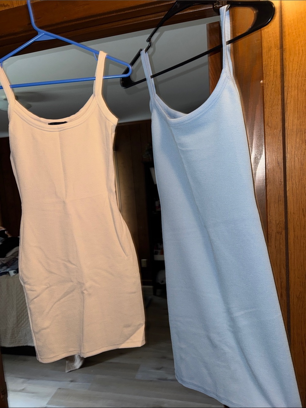 Women’s Mini Tank Dress - Light Blue and Cream